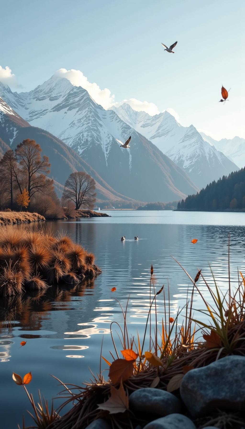 秋山晚意
 
远山含黛染秋霜
落叶随风过短墙
一抹残阳铺碧水
数声寒雁向苍茫
 