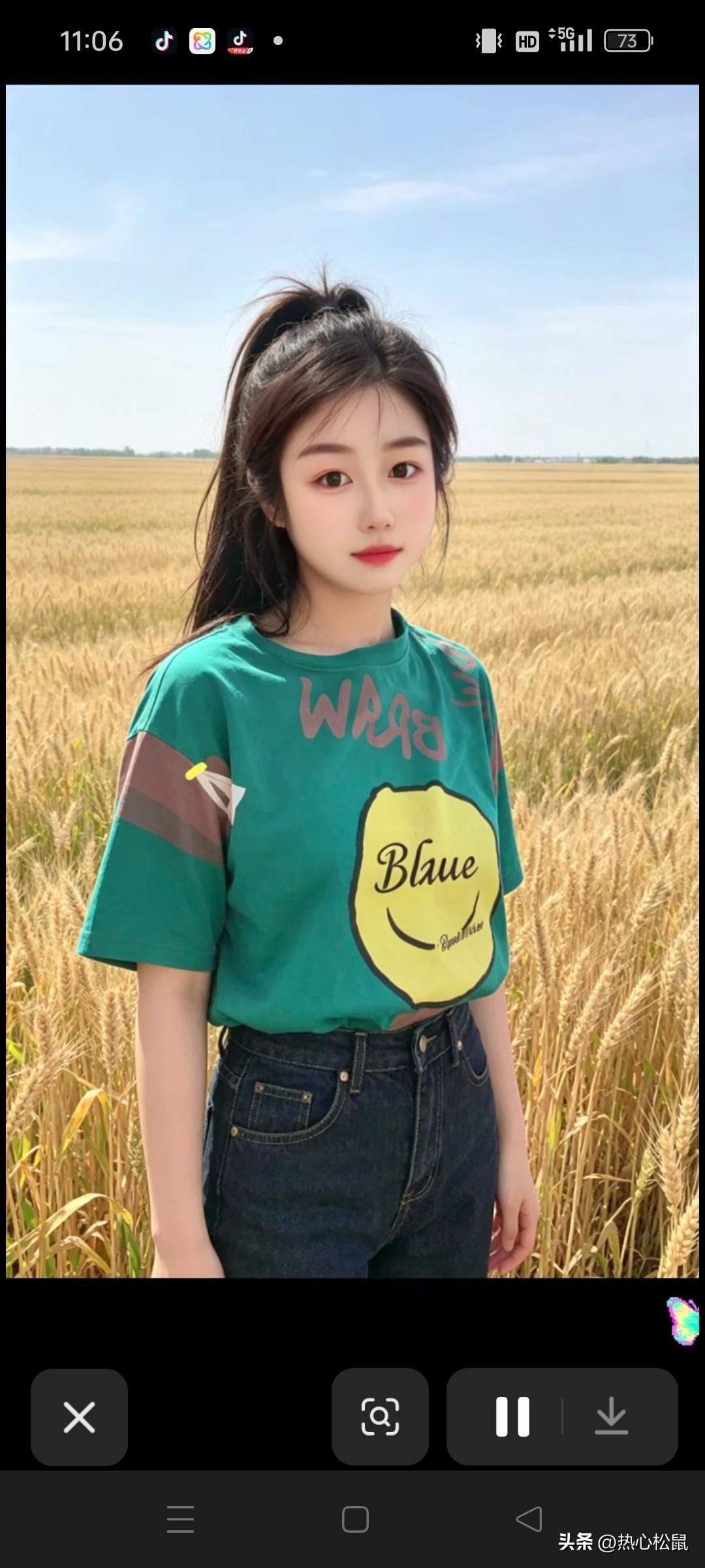 夏日田野里的少女，清新自然，元气满满！🌾👧🏻
