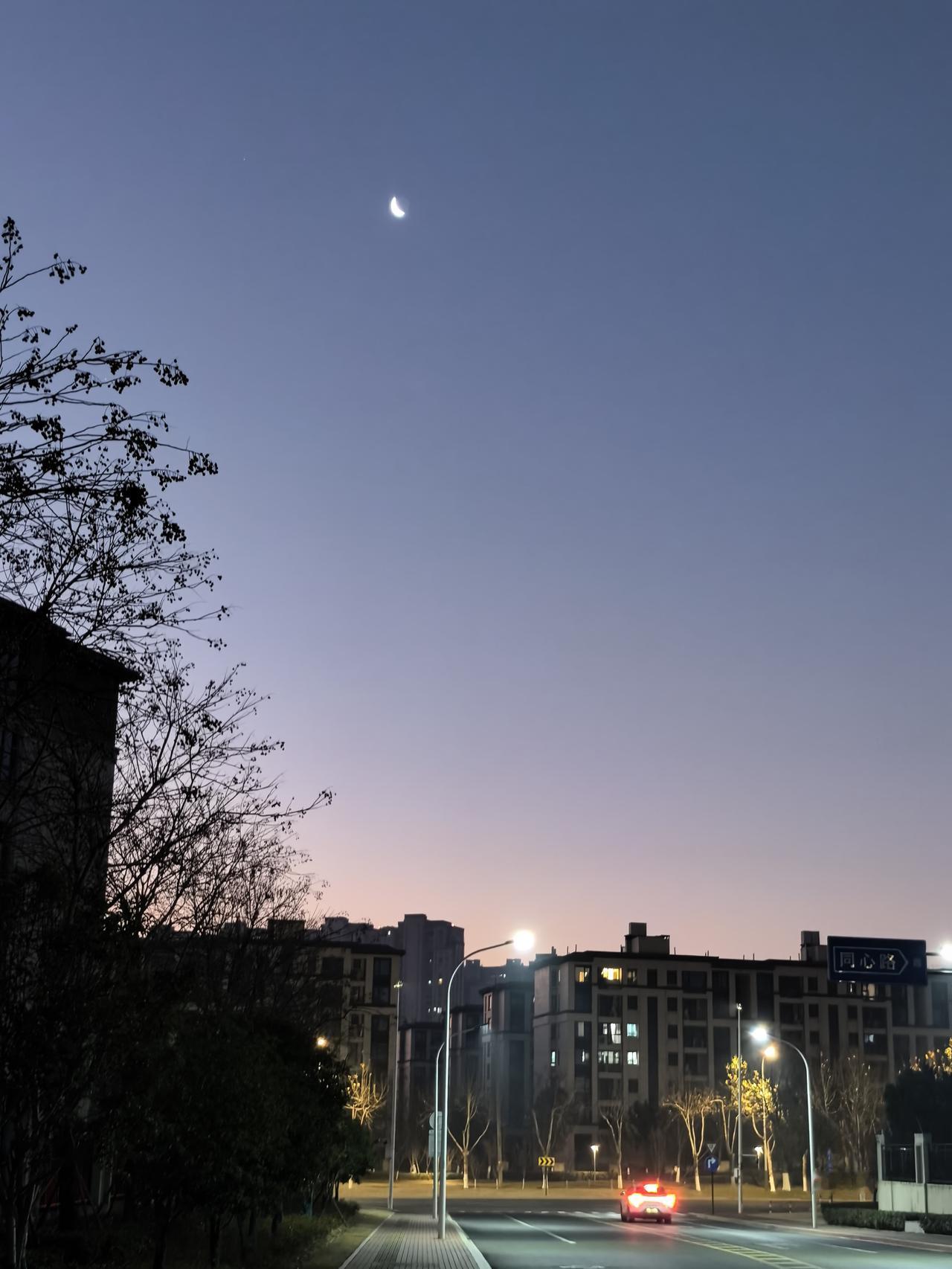 提前半小时出门，你会看到什么？
三九第七天，浙江湖州，提前半小时出门。
遇见一轮