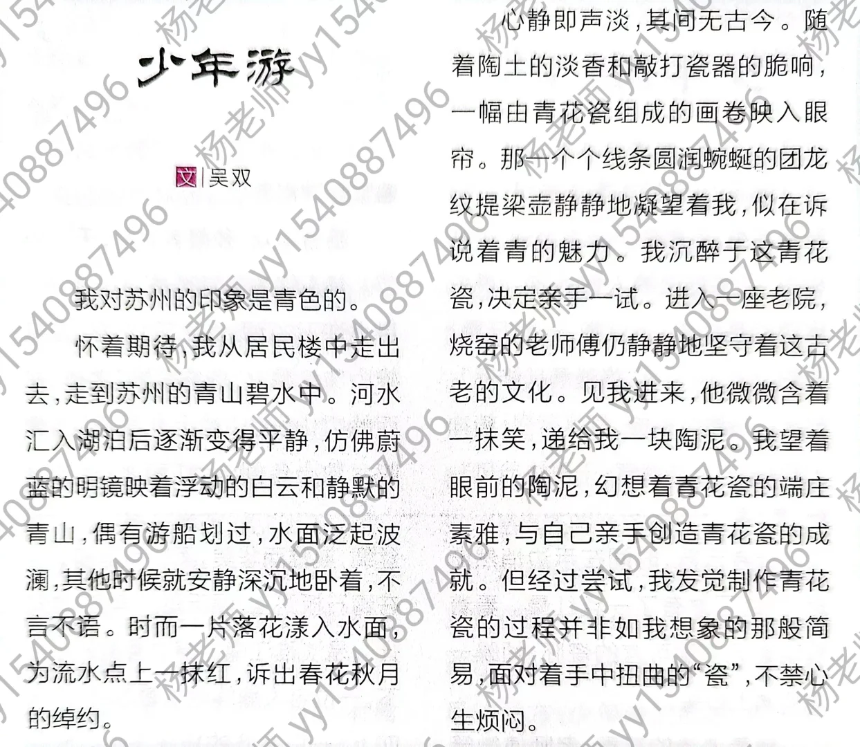 高分作文素材：少年游