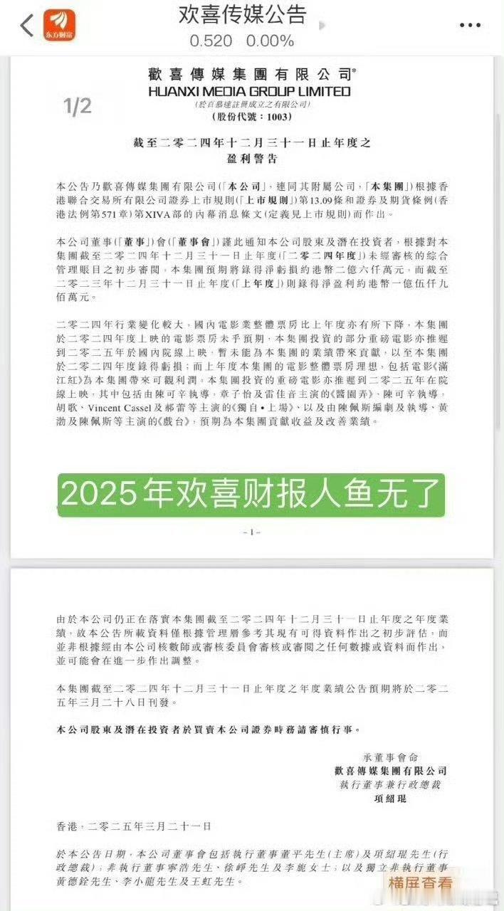 🍉  2025年欢喜财报没有提人鱼  托姐等着今年上映嘞[二哈] ​​​