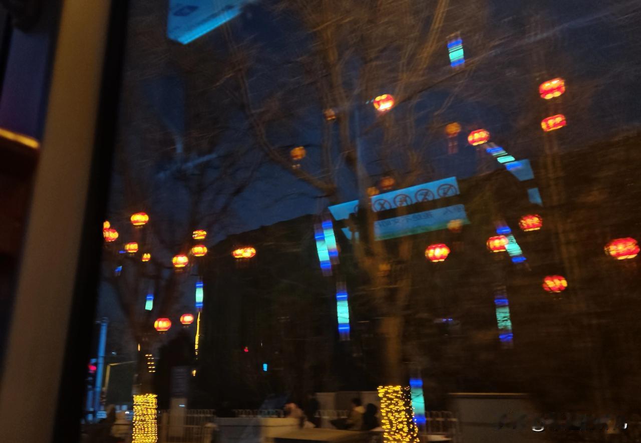 象征着过年的氛围灯好美啊，
可是，
明天又要下雪了，
我明天又得5点集合扫雪了