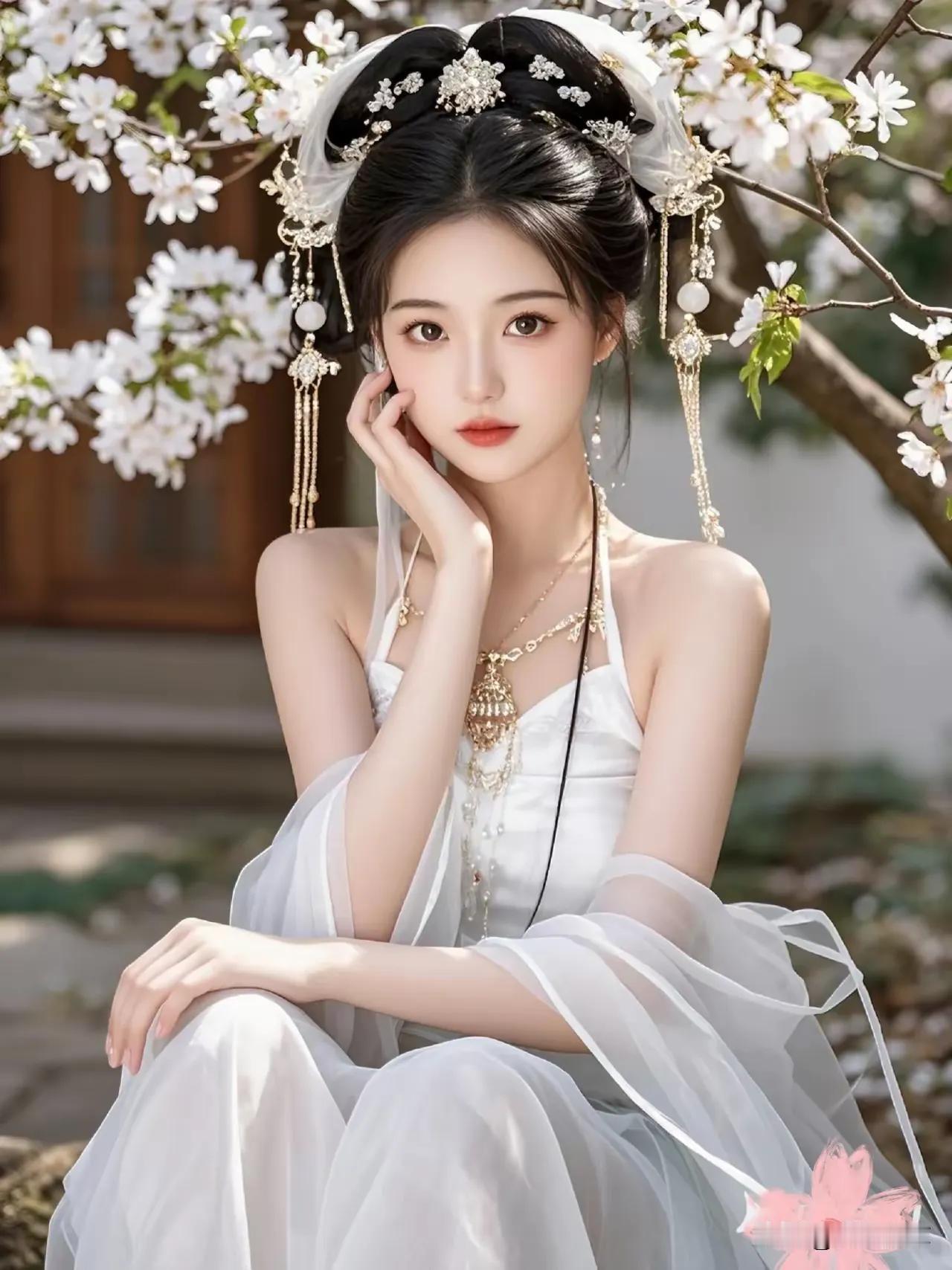 《梨花》
​梨雪纷飞映碧天，冰姿玉韵惹人怜。
尾生抱柱情难改，花下梨枝意自绵。