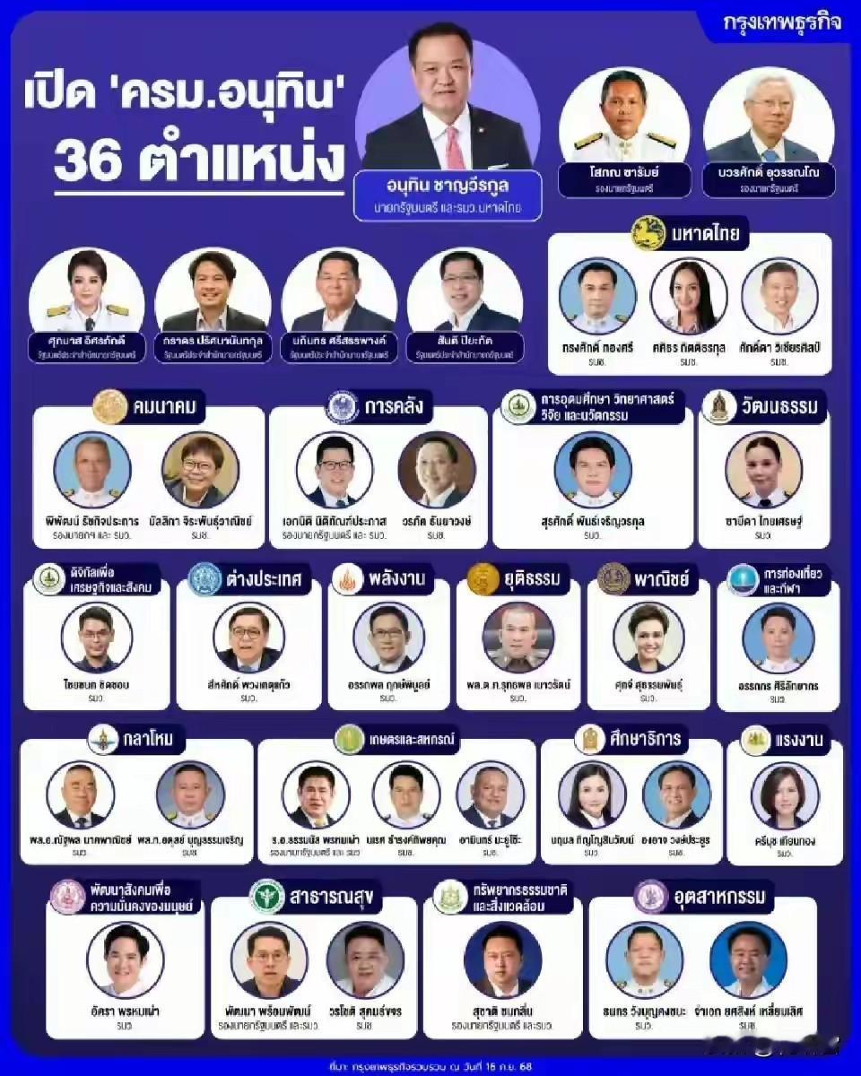 火中取栗？阿努廷是在玩一把大的，他的内阁组成竟然只有一个为泰党且是以个人名义进去