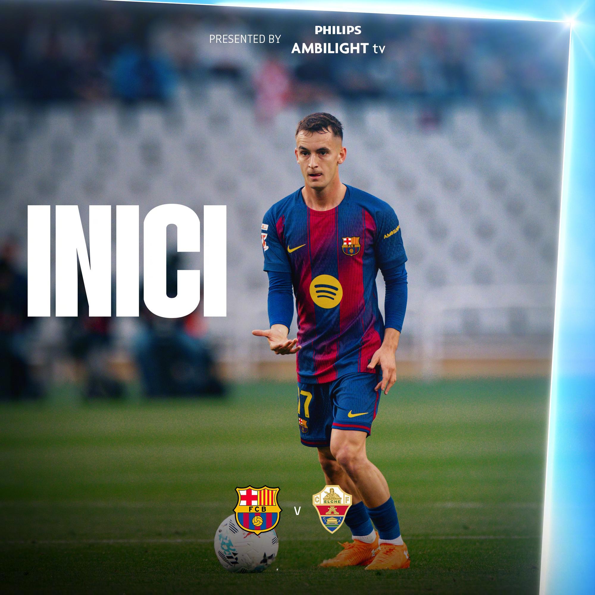 巴萨vs埃尔切 随着裁判一声哨响，全场比赛开始，巴萨加油⛽️巴萨[超话]🔴🔵