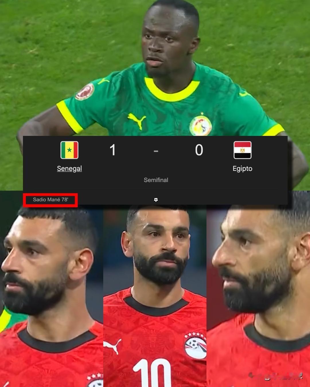 萨拉赫非洲杯再次无缘冠军，这次又是塞内加尔，又是马内！
凭借马内的关键进球，塞内