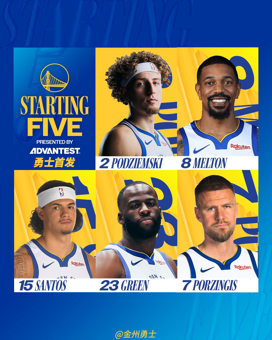 勇士今日首发：火箭vs勇士库里复出