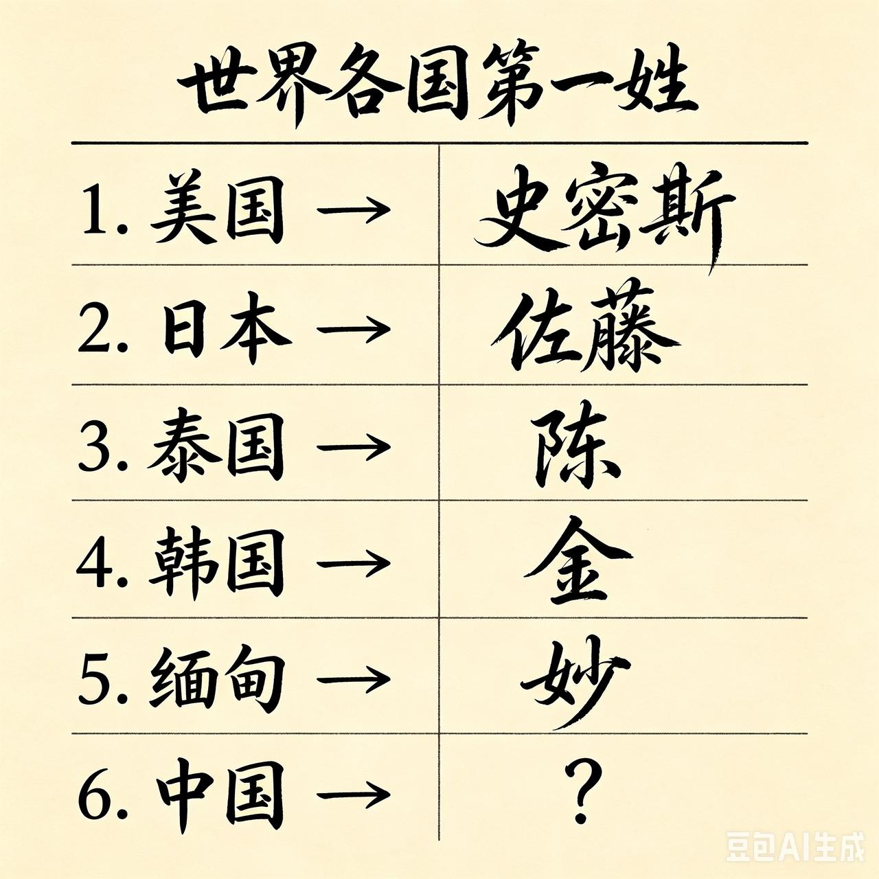 你心中中国第一姓是？