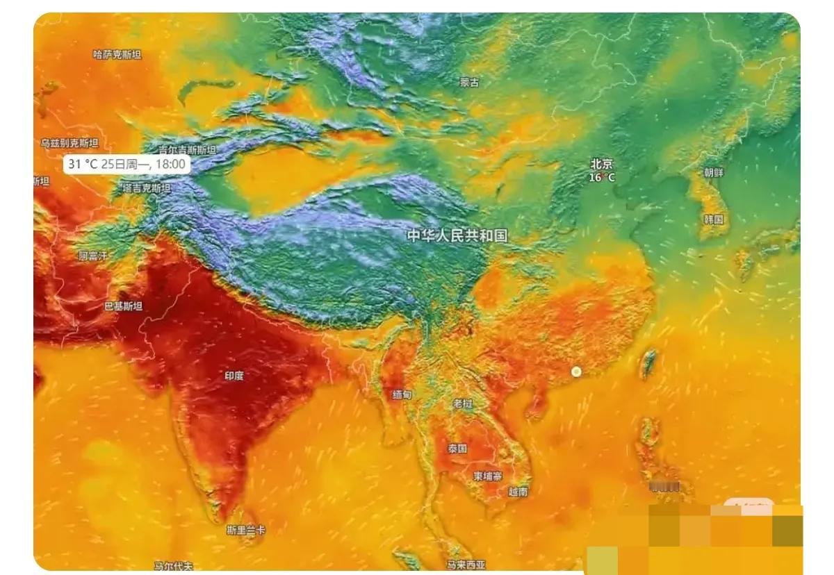 天佑中华啊！看这张图，除了中国，旁边的印度，巴基斯坦，缅甸，老挝，泰国等等，全都