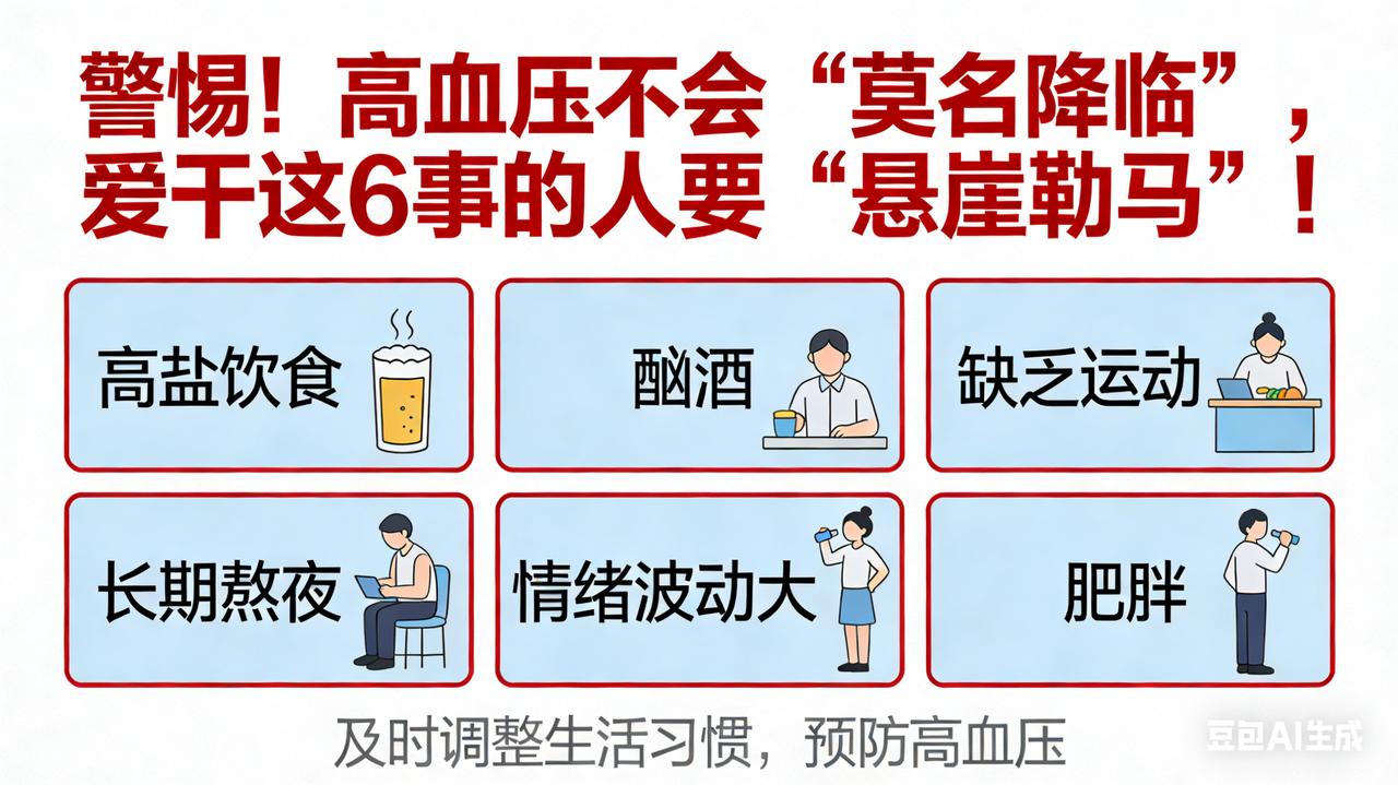 警惕！高血压不会“莫名降临”，爱干这6事的人要“悬崖勒马”！

人不会无缘无故患