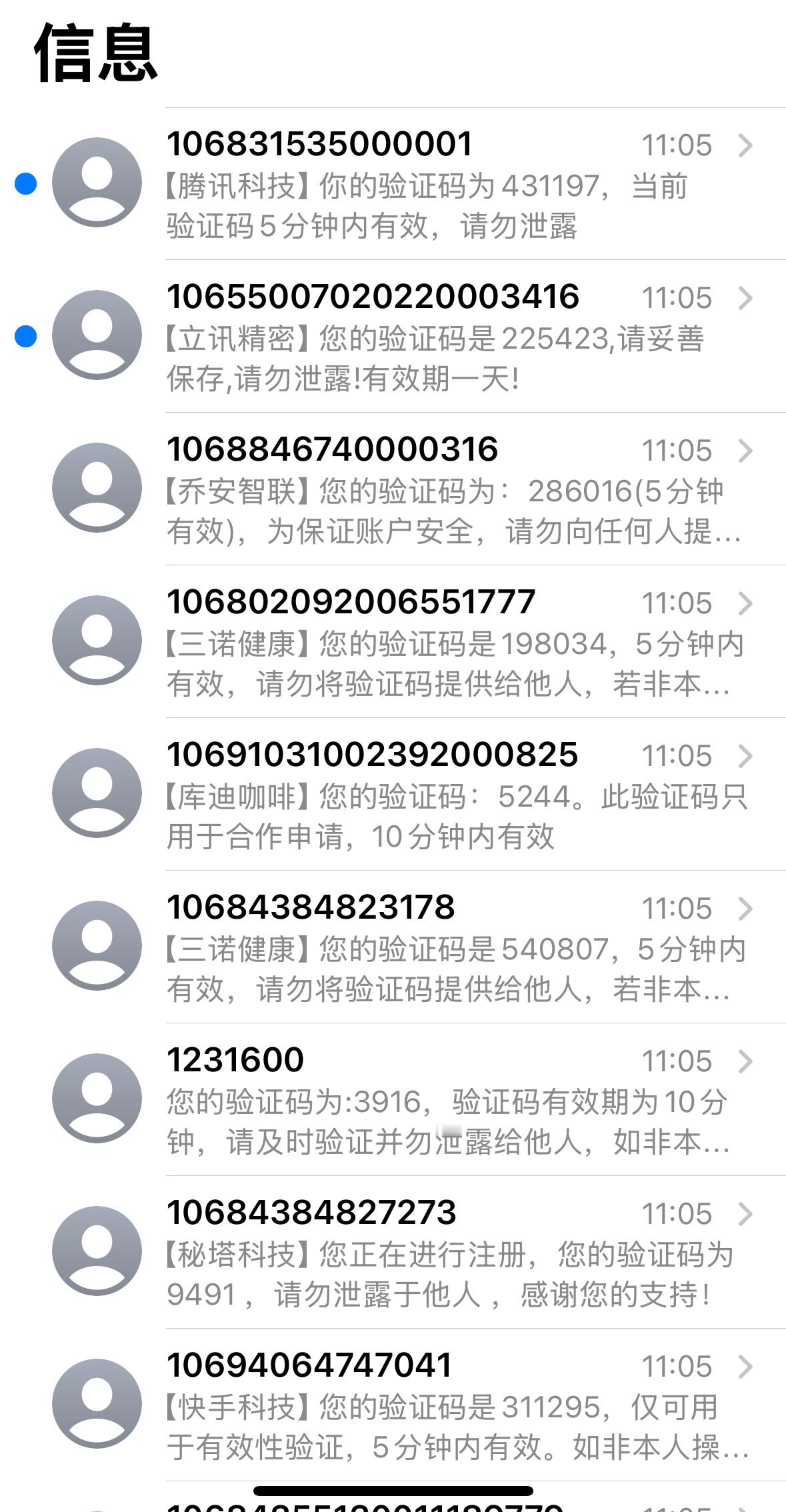 这是什么新骗术啊，突然收到一堆验证码……​​​