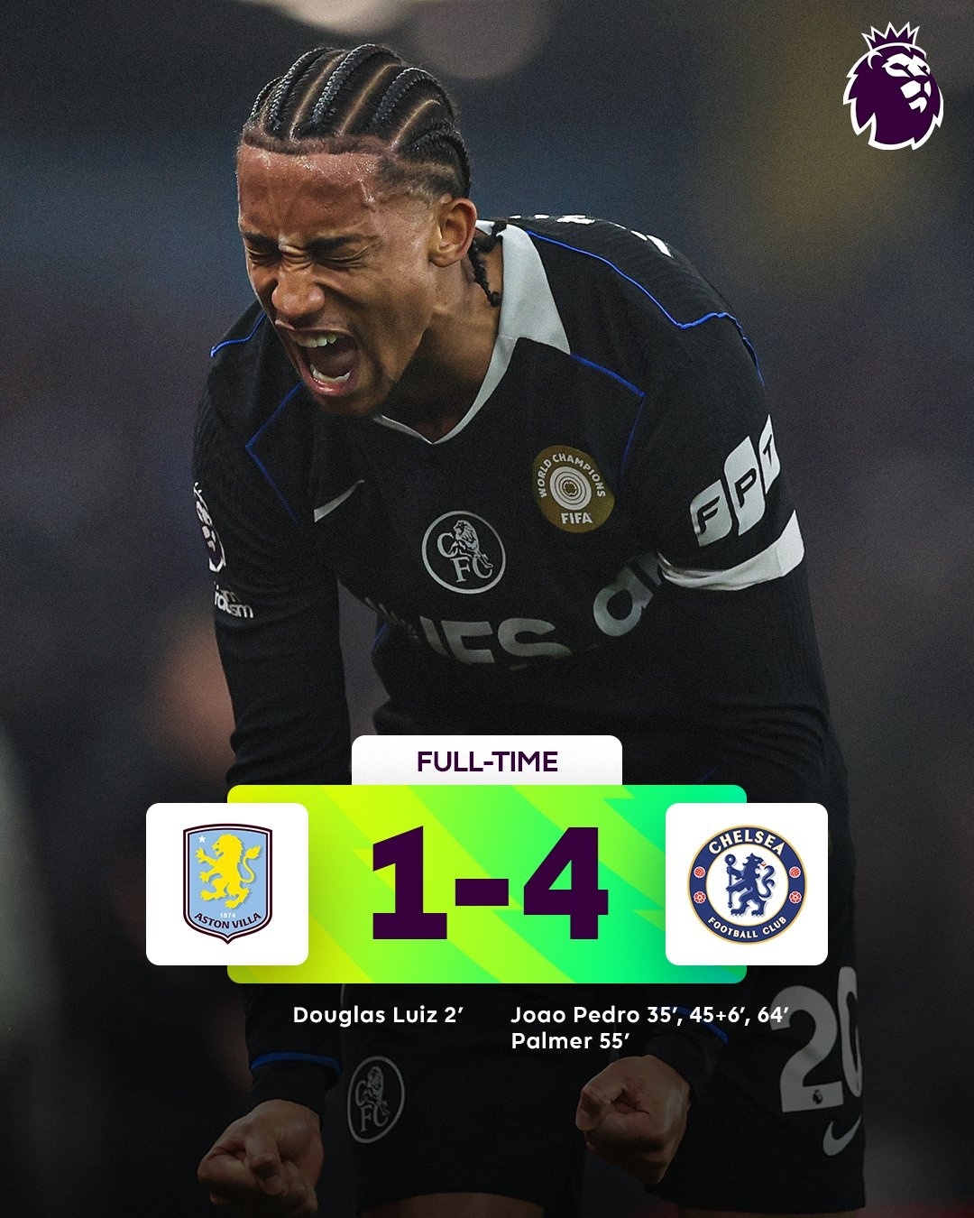 若昂·佩德罗在对阵阿斯顿维拉的比赛中表现出色，改变了切尔西球迷的生活。阿斯顿维拉