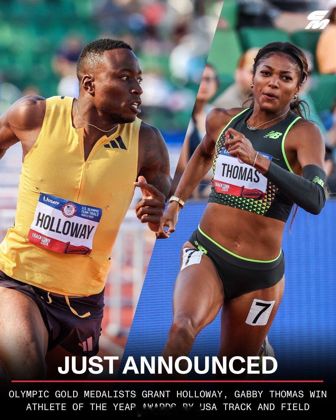 2024美国田径协会年度最佳男女运动员授予 Grant Holloway 格兰特