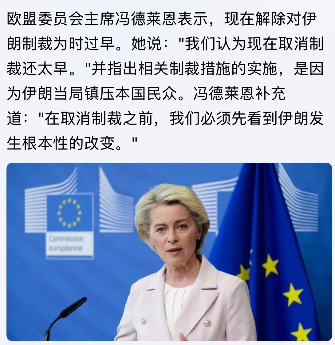 冯女士拎得清！美以伊冲突欧盟中东局势