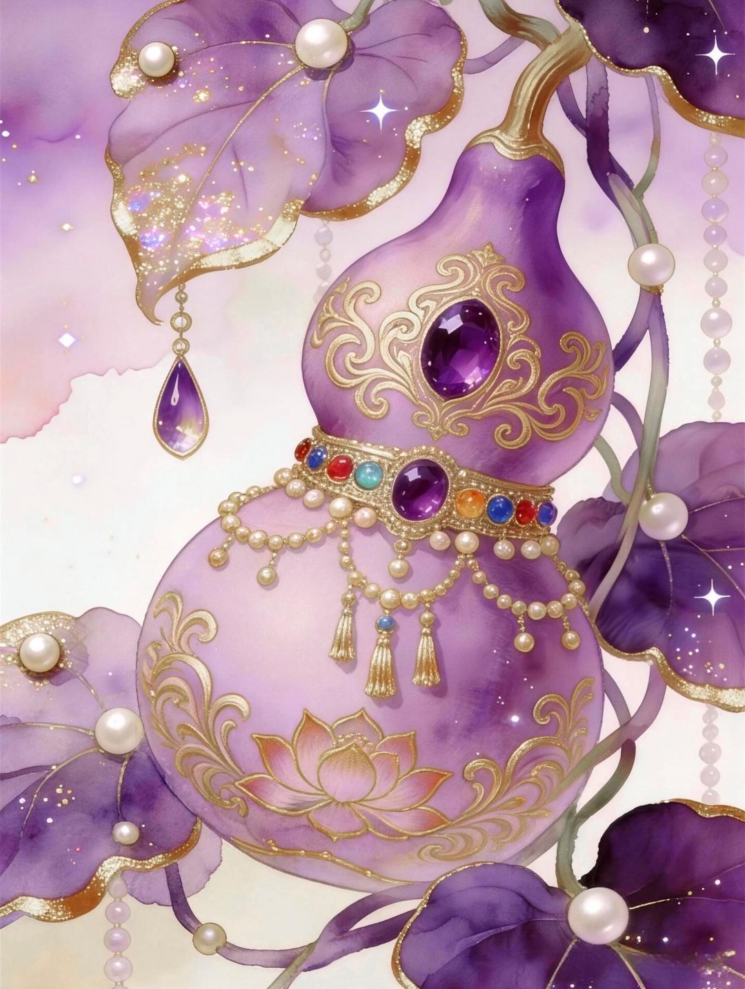 紫气东来，福禄双全。
传统文化 绘画