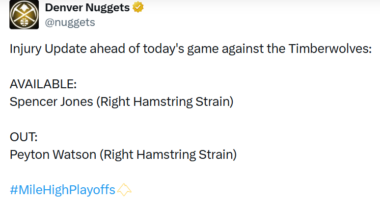 斯宾塞·琼斯G1可以出战！森林狼vs掘金