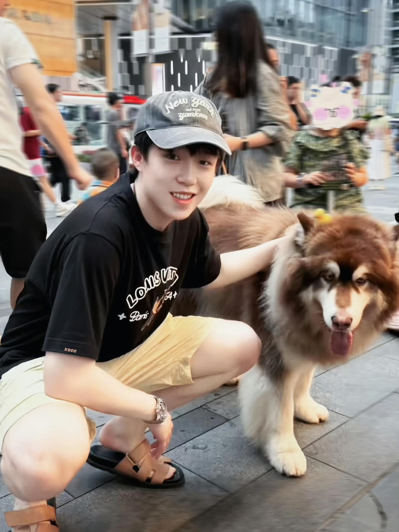 赛场是猛将，私下是暖男！王楚钦街头撸狗，笑容太治愈！

赛场外的王楚钦，也太有生