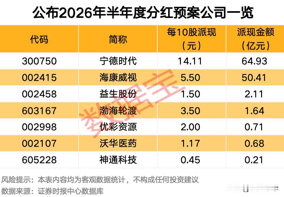 半年报分红预案公司！
