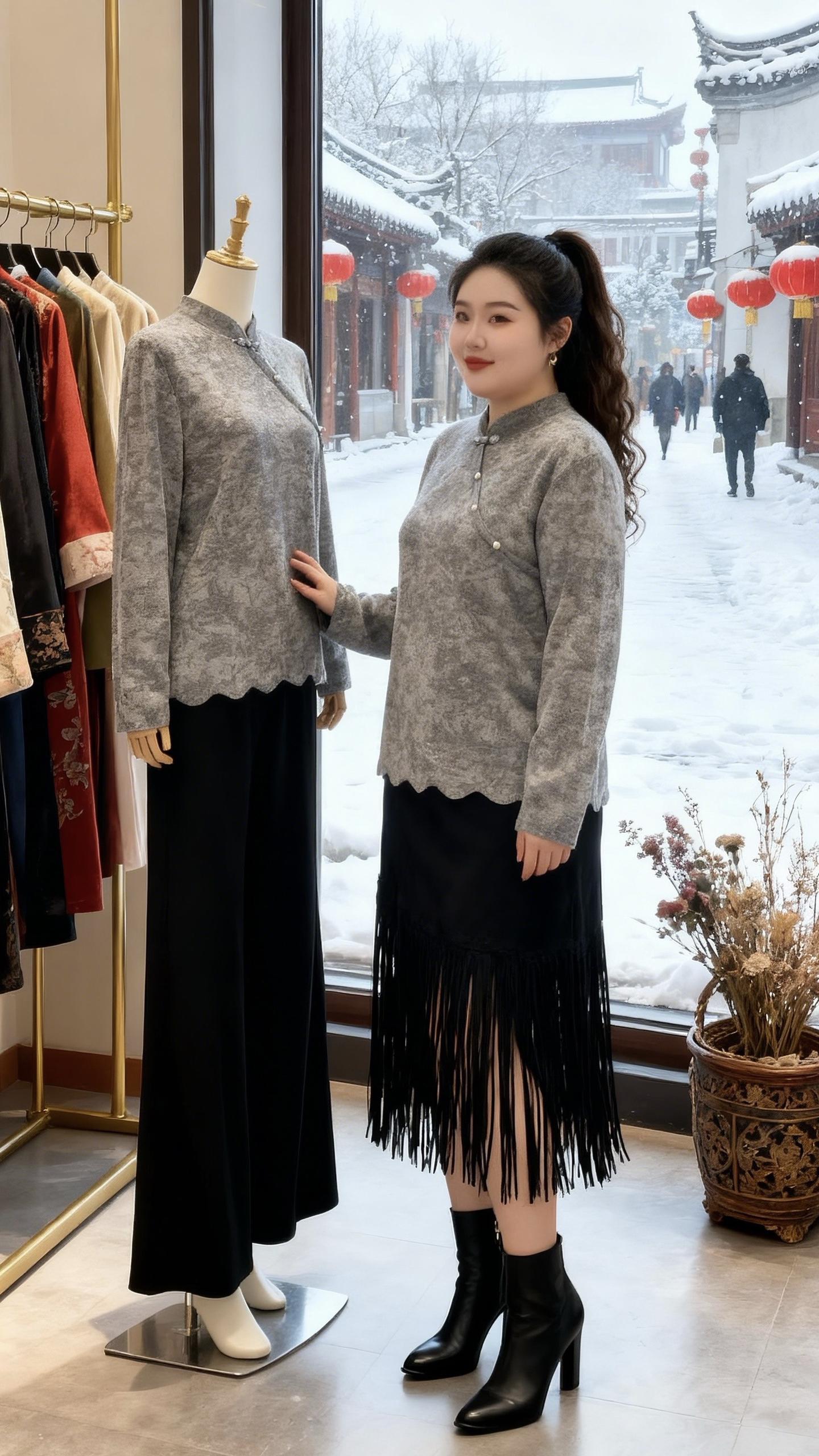 秋冬穿搭 保暖又好看一键入冬穿搭大码女装遮肉显瘦