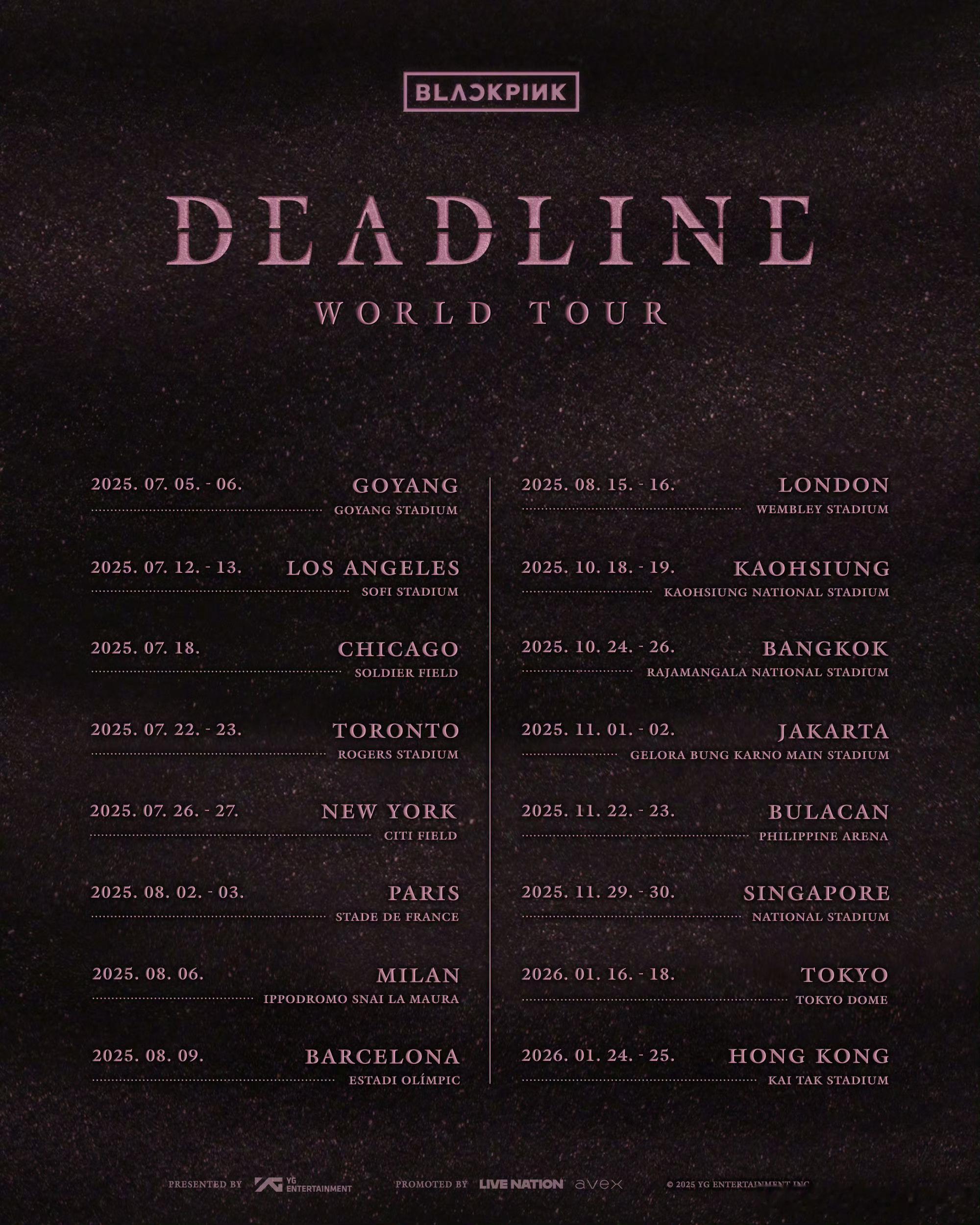 BLACKPINK明年1月香港开唱BLACKPINK26年1月香港开唱 Blac