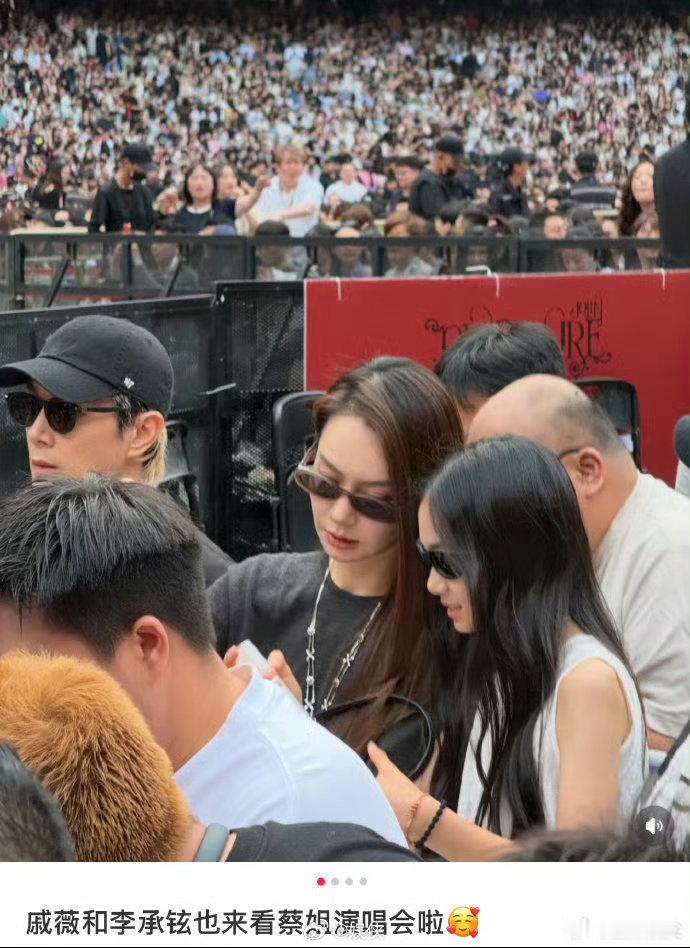 戚薇李承铉带着女儿一同前去观看蔡依林的演唱会，已经十一岁的lucky戴上墨镜，下