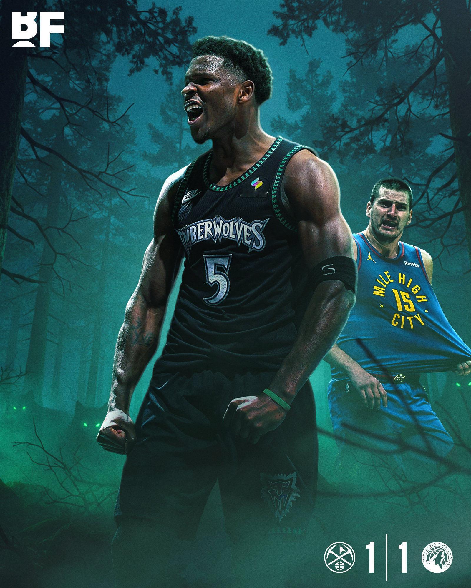 森林狼19分逆转掘金，系列赛1比1打平！！！——爱德华兹，30分10篮板2盖帽—