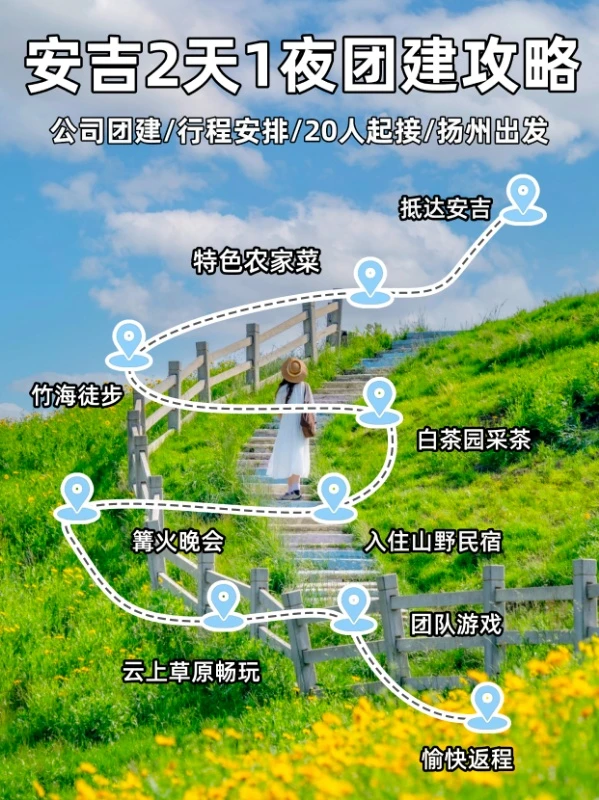 扬州周边团建丨安吉采茶+云上草原，2天1夜