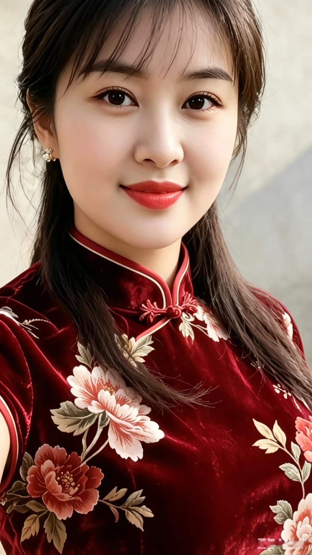 模样周正气色佳，
大大方方姿态娇。
去掉背景消字迹，
单人留影更美妙。
眉眼含笑