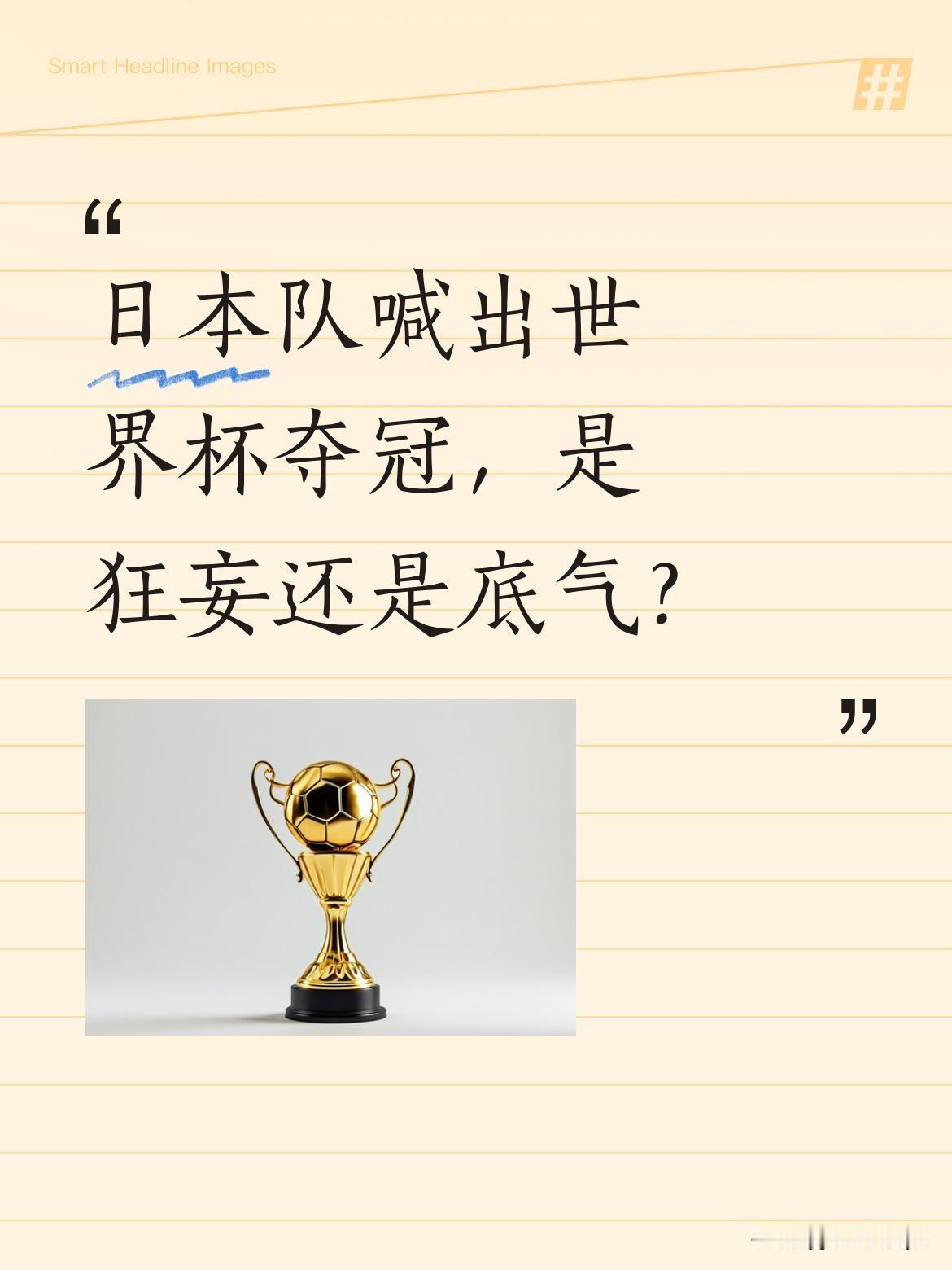 日本队喊出世界杯夺冠，是狂妄还是底气？
日本队主教练森宝一近日公开表示球队目标是