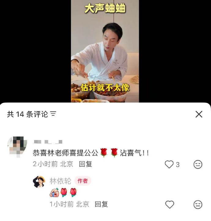 林依轮回应林子濠陈瑜结婚网友恭喜林依轮喜提公公 哈哈哈哈哈网友评论林依轮：恭喜林