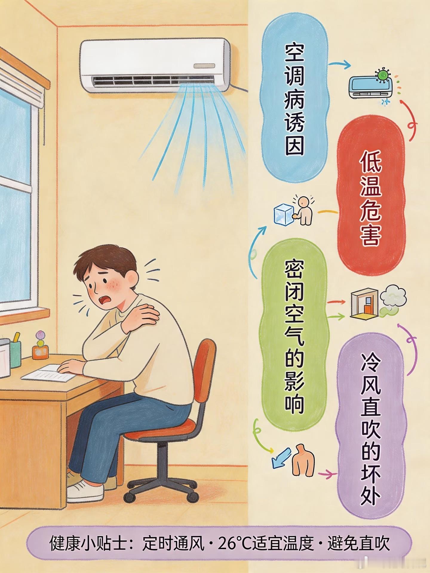 吹空调的正确打开方式 夏天真的离不了空调，之前瞎吹老是头疼肩膀酸，踩了好多坑！我