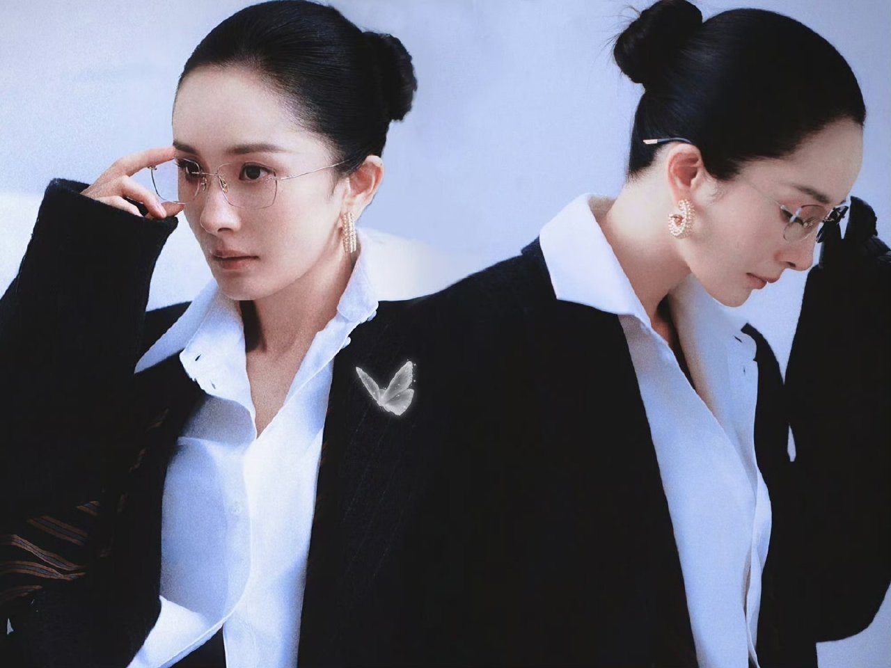 娱乐[超话]已经成为杨幂梦女了杨幂大光明头顶带无框眼镜杨幂大光明头顶带无框眼镜，