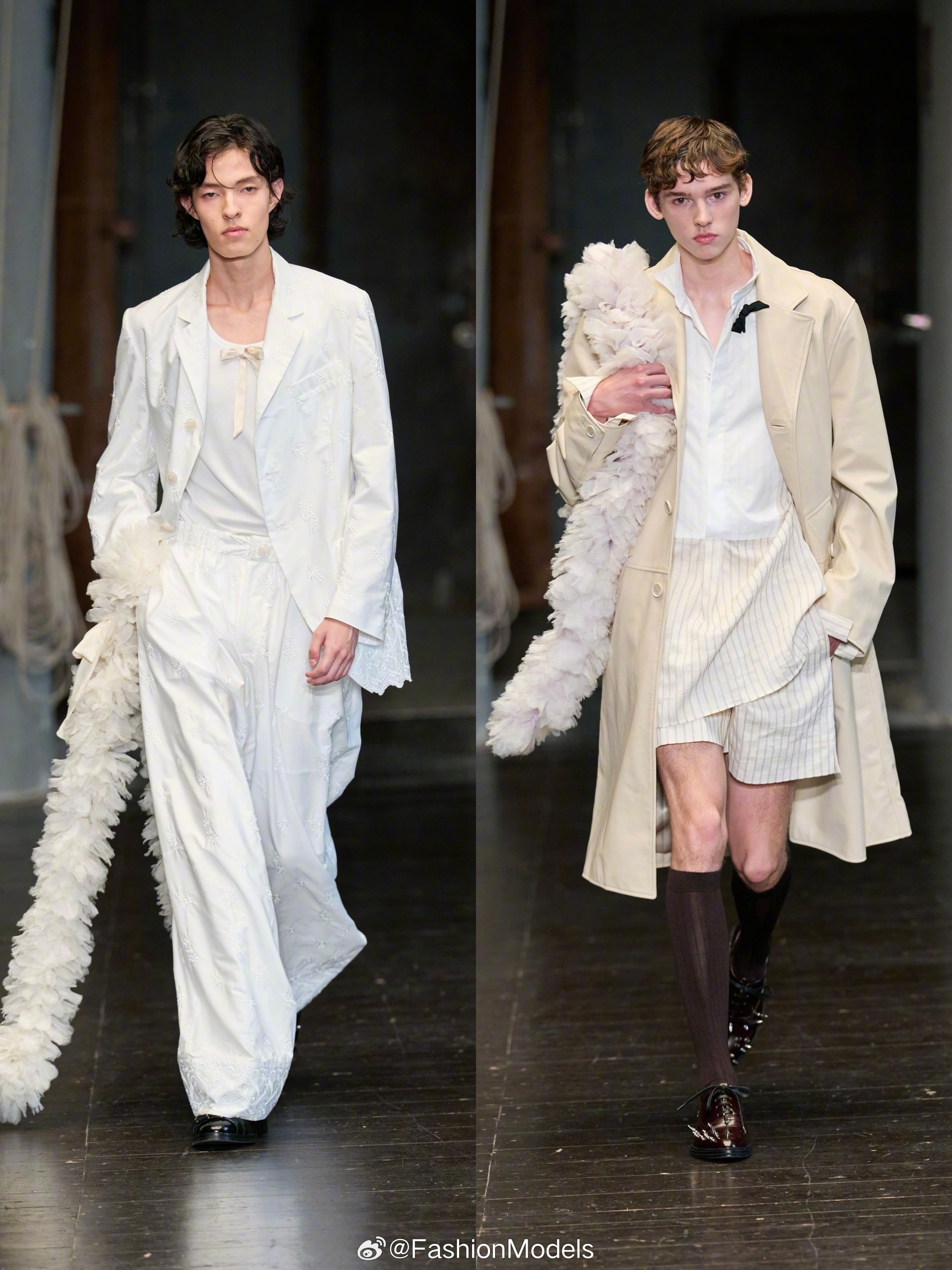 Simone Rocha 2027春夏男装系列珍珠、花朵刺绣、蝴蝶结、蕾丝、荷叶