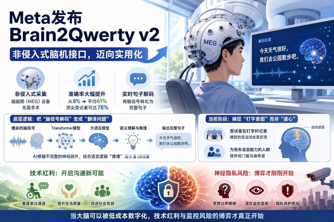 【Meta新突破：无需开颅，AI正在精准翻译你的脑电波】

Meta发布的Bra