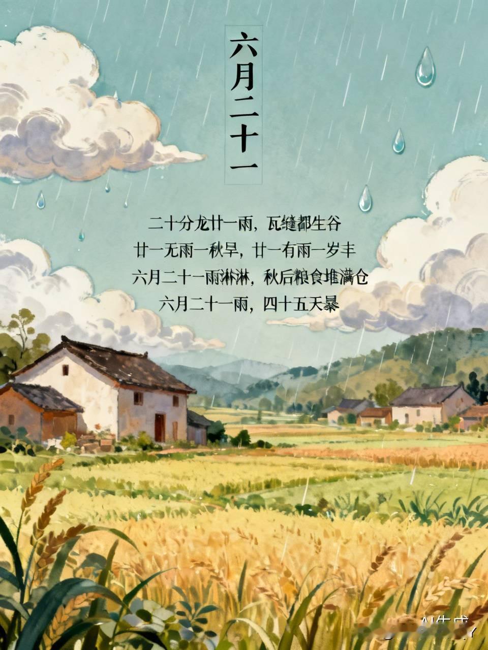 今天是六月二十一，民间俗语里有不少有趣的说法，就像一个个隐藏着天气和收成秘密的小