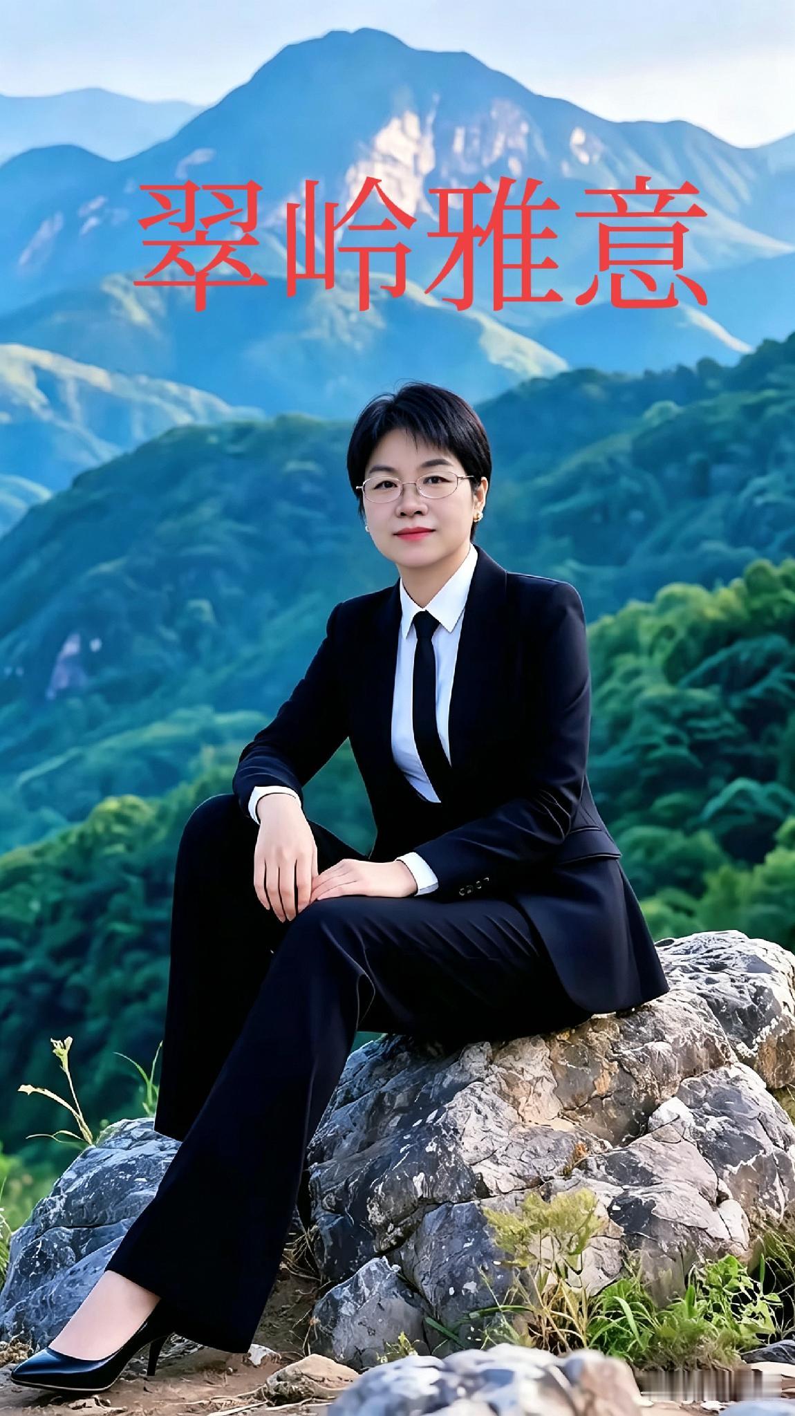 静坐青石望层山，清风漫过翠峰间
换得自身模样入景里，山野散心心境宽
