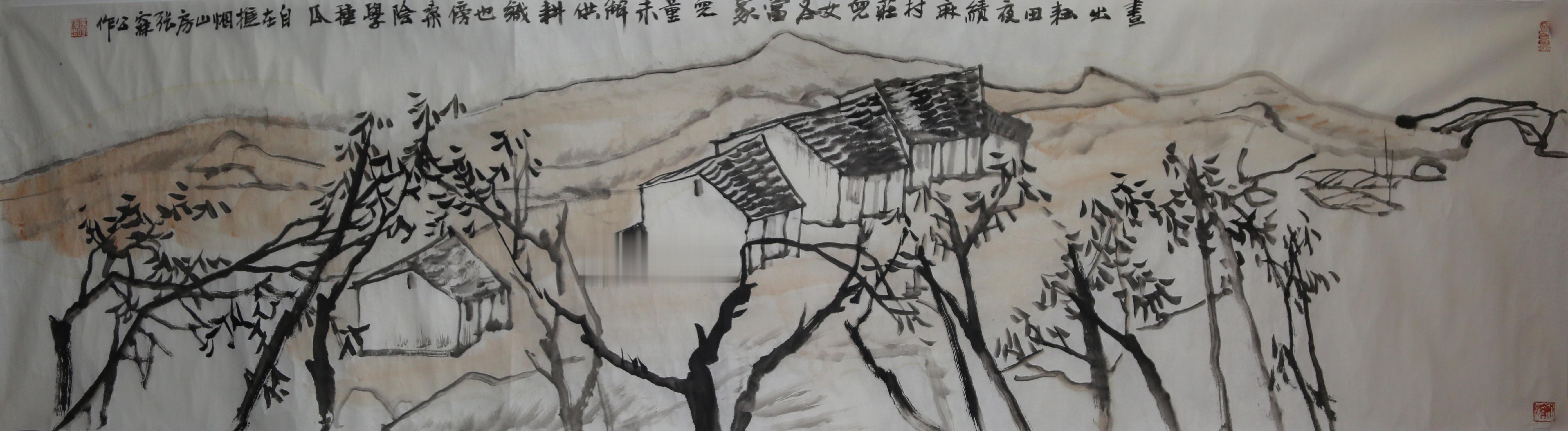 笔墨简远，意趣盎然从技法上看，这幅画深得“写意”之妙。作者以枯笔焦墨写树枝，苍劲