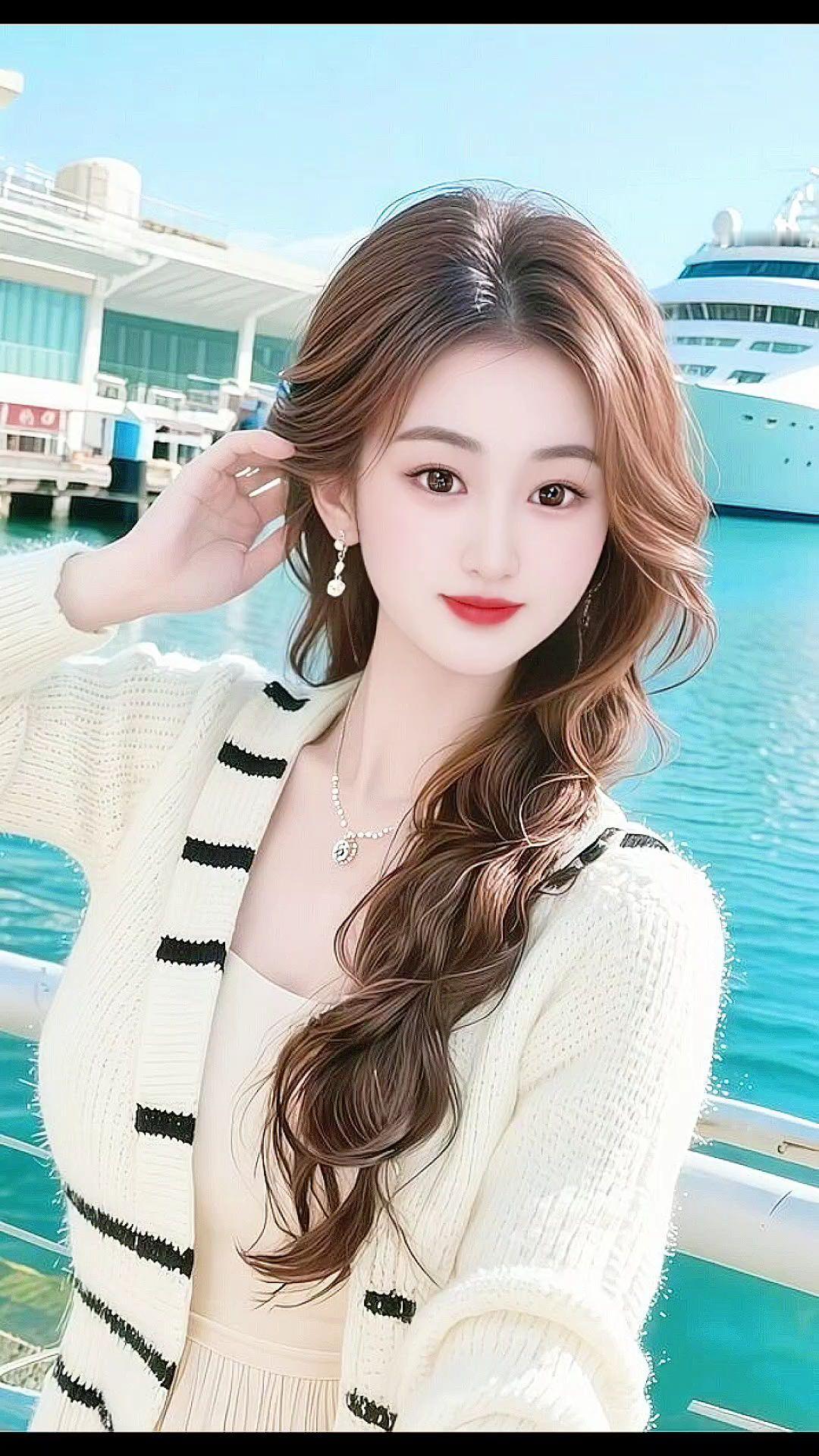 清纯甜美 温柔风穿搭 美女 海边随拍 海边甜美拍照