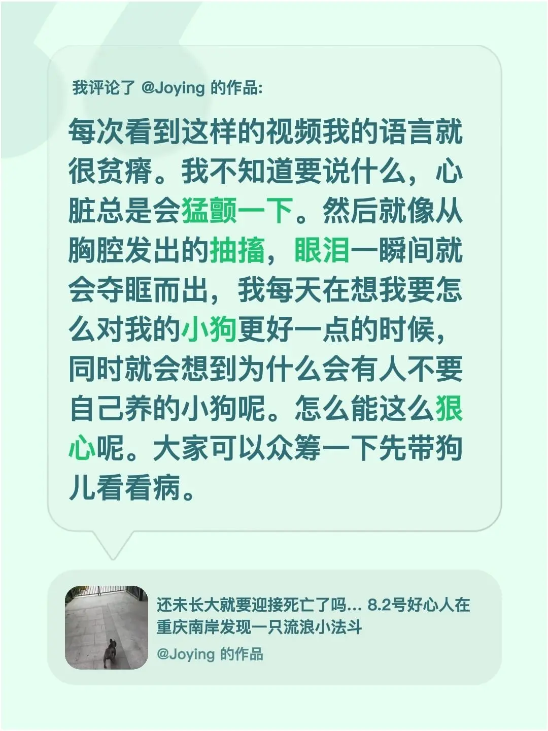 我评论了 的作品： 每次看到这样的视频我的语言就很贫瘠。我不知道要说什...