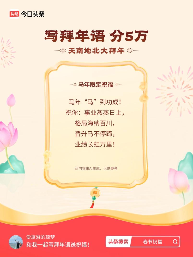 写拜年语送祝福新春拜年送祝福！我的祝福是：“马年“马”到功成！祝你：事业蒸蒸日上