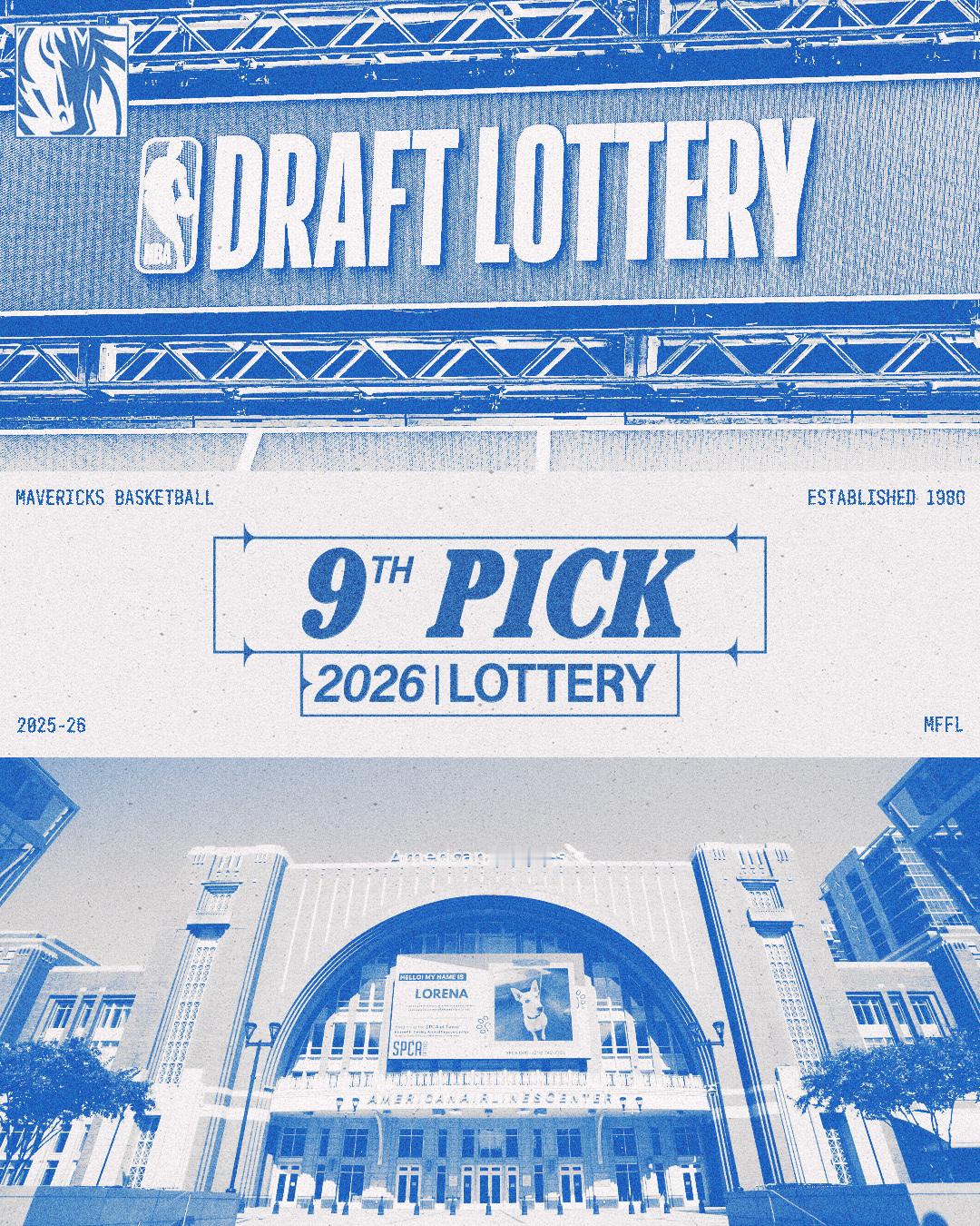 在 2026 的选秀抽签大会上，独行侠抽中第 9 顺位。NBA选秀抽签