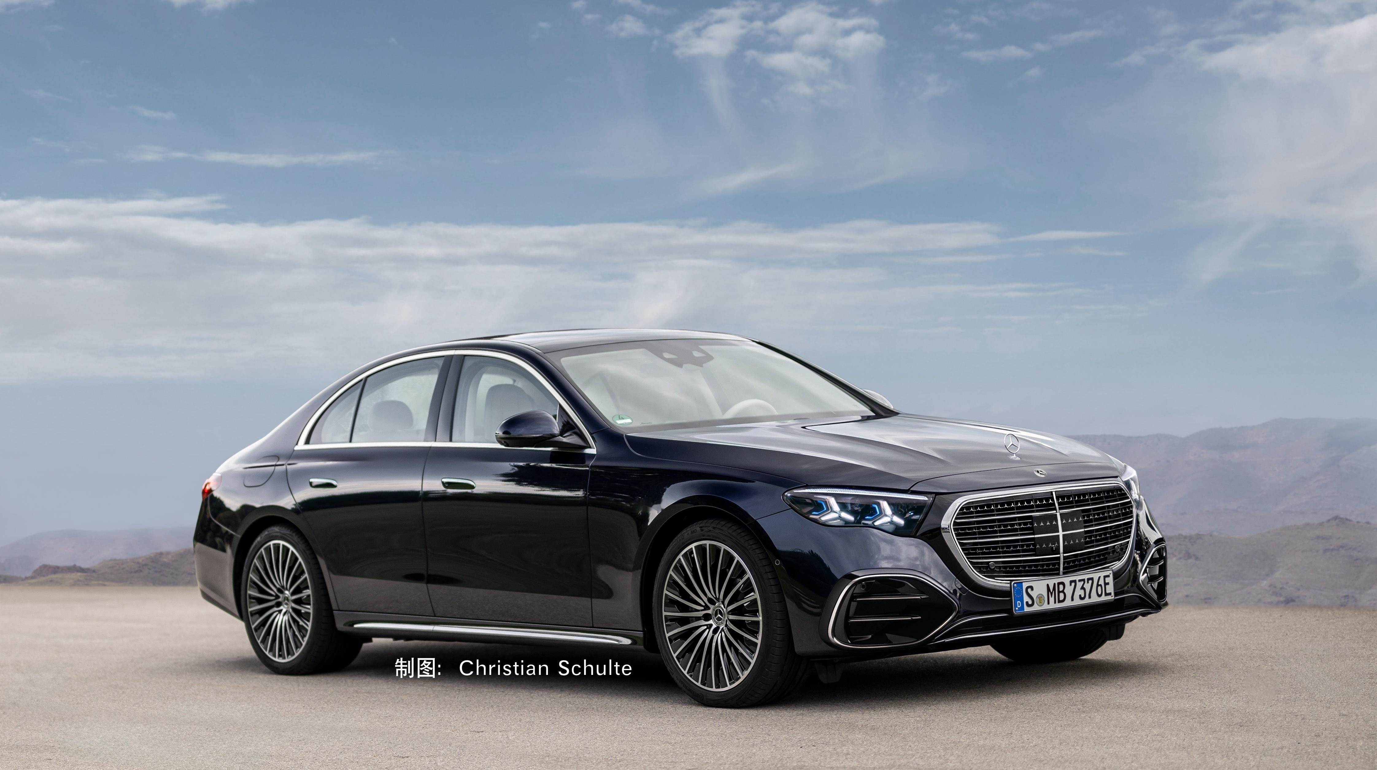 奔驰E级中期改款，灯和前脸的搭配更端正大方了，希望尾灯也得到完善。 