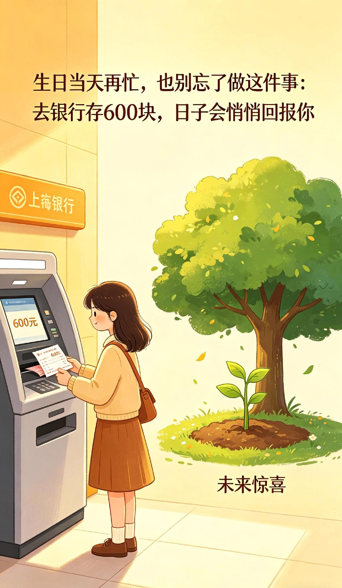 生日当天再忙，也别忘了做这件事：去银行存600块，日子会悄悄回报你。

老一辈说