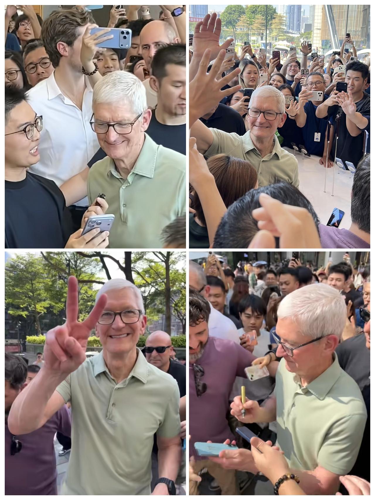为什么有的总裁凭亿近人
库克昨天在广州苹果直营店
人潮汹涌大家都很热情的
不管你