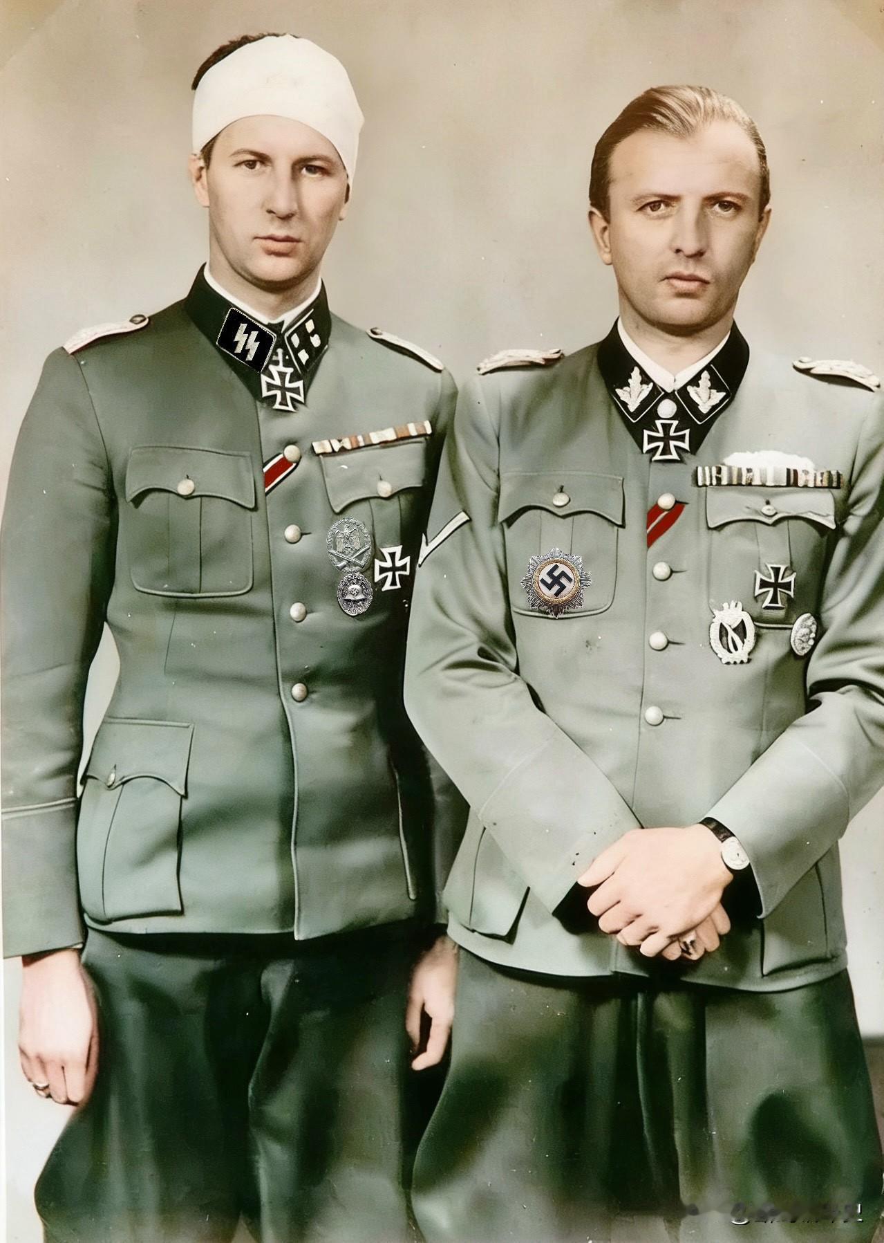 费格莱因兄弟。左边是弟弟瓦尔德马尔·费格莱因（Waldemar Fegelein