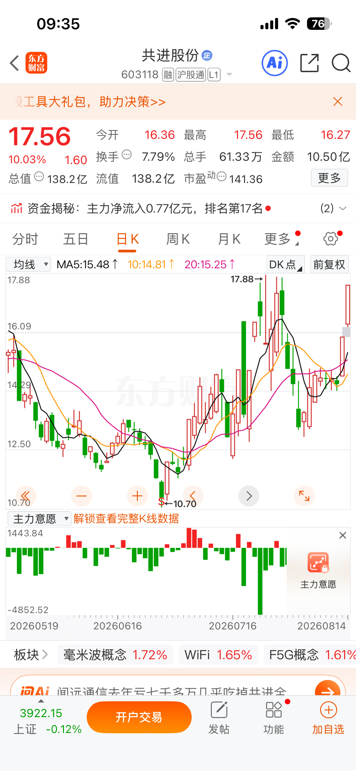 7.31和公开分享的$共进股份 sh603118$ 收获2连版！长鑫科技 中国市