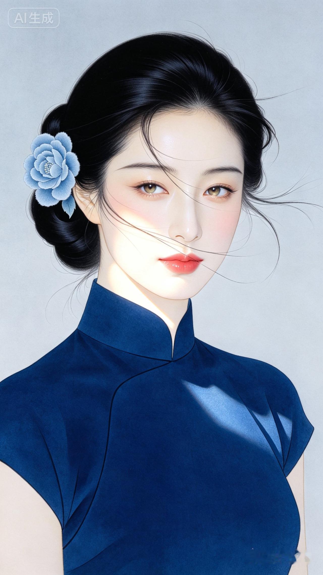 这位美女穿着旗袍，真漂亮！