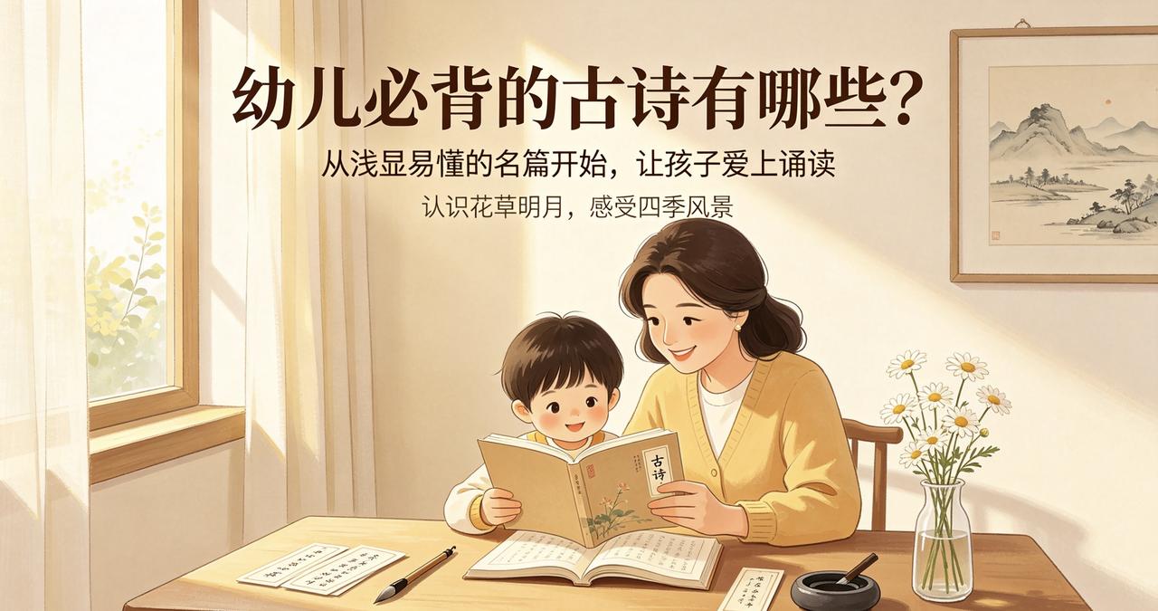幼儿必背的古诗有哪些?幼儿启蒙学古诗，不必追求晦涩长篇，优先选简短易懂、朗朗上口