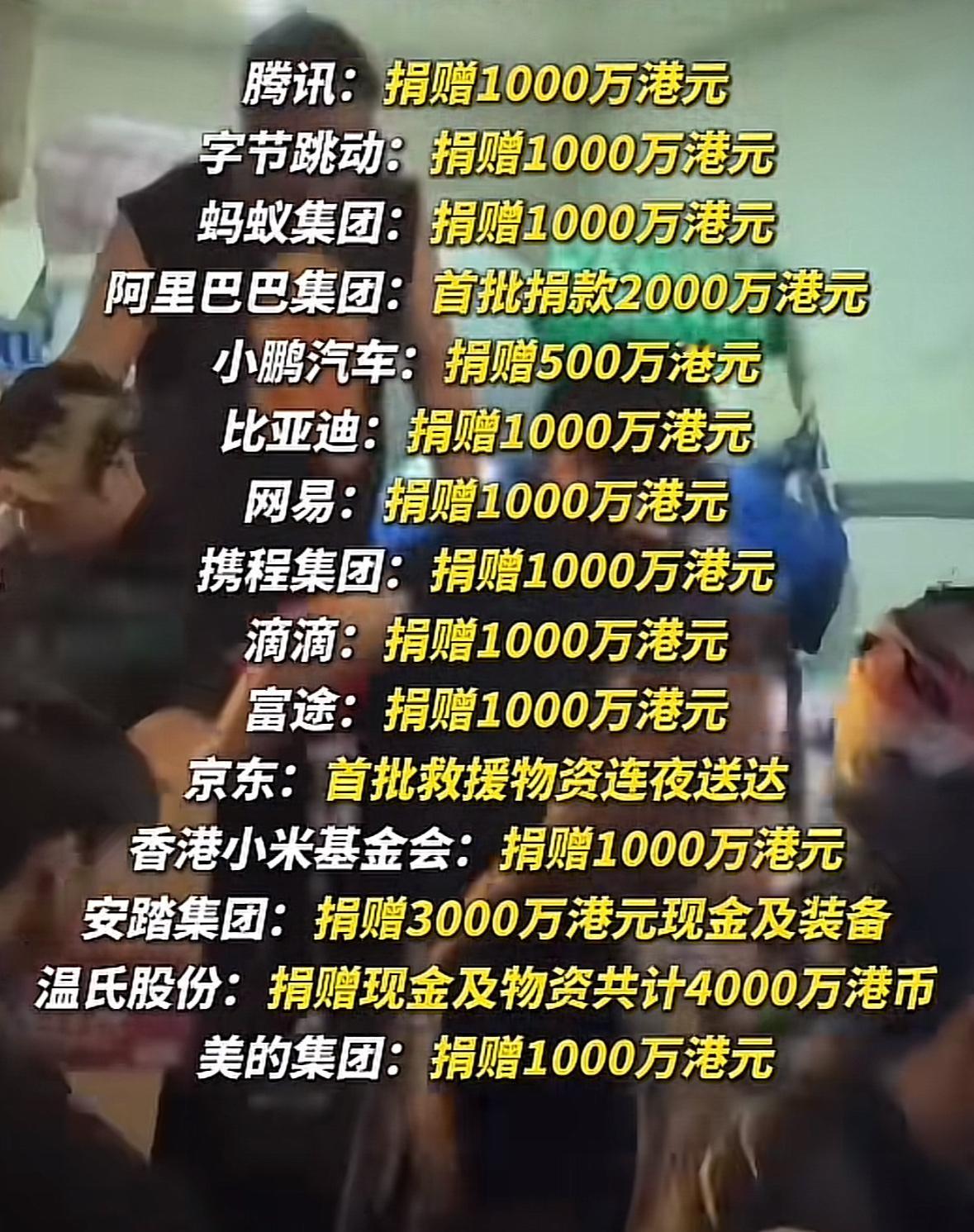 多家企业驰援香港大埔火灾，救援捐款企业名单，排名不分先后。没想到，温氏最没有名气