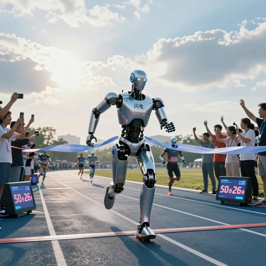 机器人半马破人类纪录，具身智能加速落地

当发令枪响，"闪电"机器人的金属关节在